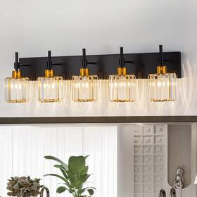 Zicbol 717214581484 Modern Dimmable Crystal Bathroom Vanity Light Wall Sconces With Shades
