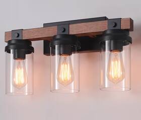 B0brcxrzd5 Zsmihdoh 3 Light Farmhouse Vanity Rustic Black Wall Sconces Clear Glass Shade