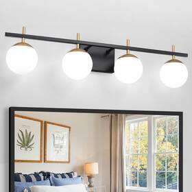 Gvl0123 Zsmihdoh 4-light Modern Vanity Light For Bathroom Black And Gold Lighting Fi