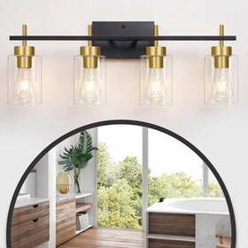 Vl-bla1bg Zsmihdoh Black Gold Bathroom Vanity Light Mid Century Brushed