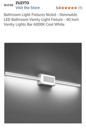 Zuzito 313108485434 40 Inch Led Bathroom Vanity Light Bar - Brushed Nickle Fixture Cool White 6000k