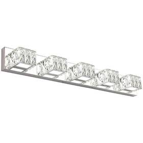 Hu-xi-69 Zuzito Modern Crystal 5 Light Led Bathroom Vanity Lights Over Mirror Chrome Stai