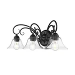 Golden Lighting Homestead 3-LIGHT 24"W Bathroom Wall Vanity Fixture Metal Black. Fixed Price $55.00.