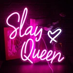 Slay Queen Neon Pink White Light Up Signs For Wall Decor Usb L.... Fixed Price $44.47.