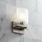 Modern Wall Light Sconce Nickel 9 1/2" Fixture Linen Glass For Bedroom Bathroom. Fixed Price $89.99.