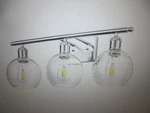 Yansun 23 In. 3-LIGHT Brushed Nickel Vanity With Clear Globe Glass Shades. Fixed Price $44.95.