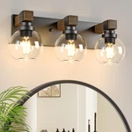 Lmnlvn Farmhouse Bathroom Vanity Fixtures 3-LIGHT Wood. Fixed Price $85.35.