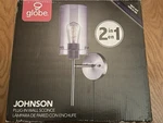 Globe Johnson 1-LIGHT Antique Brass Plug-in Or Hardwire Wall Sconce 51789. Fixed Price $18.99.