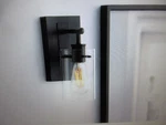 Hampton Bay Regan 4.5 In. 1-LIGHT Matte Black Bathroom Vanity With Shades. Fixed Price $23.70.