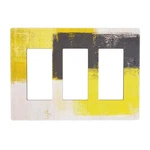 Yellow And Grey Abstract Art 3 Gang Triple Rocker/decorator Light Switch Wall.... Fixed Price $26.34.