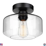 Industrial Semi Flush Mount Ceiling Light, Clear Glass Pendant, Farmhouse Style. Fixed Price $47.03.