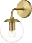 Light Society Glass Globe Wall Sconce, Modern Retro Style, Brushed Brass/clear. Fixed Price $12.60.