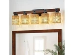 Aixialin 5 Light Bathroom Vanity Fixtures,rustic Style Wood Wall. Fixed Price $71.99.