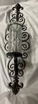 Vintage Wall Scone Wrought Iron Glass Crackle Shade Candle Holder. Fixed Price $45.00.