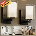 Kalium Wall Sconces Set Of Two, Modern Vanity Lights 2PCS Double Glass, Black. Fixed Price $72.07.