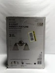 Hampton Bay Ashhurst 2 Light Vanity Fixture Brushed Nickel Glass Shade. Fixed Price $22.04.