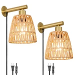 Oiyio Boho Wall Sconce Set Of 2, Gold 6.3IN Plug-in,. Fixed Price $85.35.