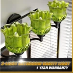 Green Crystal Lily Shade Bathroom Vanity 3-LIGHT Black Antique Over Mirror. Fixed Price $69.99.