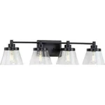 Progress Lighting Hinton 33.5 In. 4-LIGHT Matte Black Clear Seeded Glass Vanity. Fixed Price $139.95.