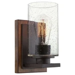 Kira Home Sedona 9" Modern Rustic Wall Sconce + Seeded Glass Cylinder Shade. Fixed Price $36.00.