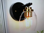 Uolfin Transitional Cylinder Bathroom Wall Sconce 1-LIGHT Plating Brass & Black. Fixed Price $25.56.