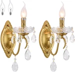 Elegant Gold Crystal Wall Sconces - Set Of 2 Vintage Light Fixtures. Fixed Price $146.99.