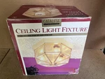Vtg Catalina Light Ceiling Fixture Polished Brass Beveled Glass Octagon 230-1-4. Fixed Price $39.99.