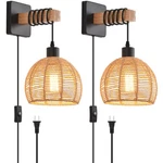 Cafulam Rustic Wall Sconces Fixtures With Plug Cord, Set Of Two Indoor Vintag. Fixed Price $57.12.