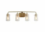 Lnc Muris 31 In. 4-LIGHT Brass Gold Vanity With Seeded Glass Shades A03567. Fixed Price $39.95.