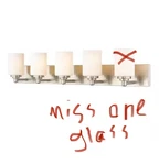 Soledad 38.75 5-LIGHT Brushed Nickel Vanity-light/glass Shade, Miss One. Fixed Price $150.00.