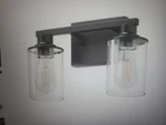 Merra 14 In. 2-LIGHT Matte Black Modern Vanity-light With Clear Glass Shade. Fixed Price $29.49.