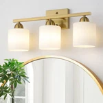 Mecgirn Stainless Steel Milk Glass Vanity Lights For Bathroom, 3 Gold B.... Fixed Price $133.72.