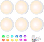 Helplex Led Puck Lights With Remote, 6 Pack Color Changing Rgbw Stick-on Light,. Fixed Price $34.44.
