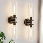 Indoi Wall Sconces Set Of Two, Hardwired Brown Bathroom Lighting.... Fixed Price $99.86.