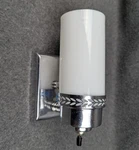 Restored Halcolite Chromed Bath Sconce, Opal Glass Shade, 1930S, Art Deco. Fixed Price $125.00.