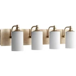 Quorum 5009-4-60 Celeste 33 Inch Aged Silver Leaf Vanity Wall Light, Satin Opal. Fixed Price $142.40.