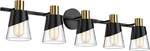 Ursola Bathroom Fixtures, 5 Lights 36" Black & Gold Vanity - Nob. Fixed Price $100.00.