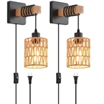 Cafulam Rustic Wall Sconces Fixtures With Plug Cord, Set Of Two Indoor Vintag. Fixed Price $51.99.
