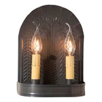 Irvins Country Tinware Double Sconce With Willow Kettle Black. Fixed Price $82.95.