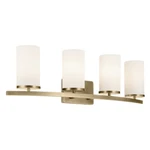 Kichler Crosby 4LT Linear 8.75" Vanity Light, Brass/etched Cased Opal - 45498NBR. Fixed Price $204.97.