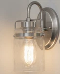 Canarmna Arden 1-LIGHT Vanity Lighting Sconce Brushed Nickel Watermark Gl. Fixed Price $35.19.