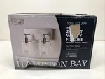 Hampton Bay Regan 12.75 In. 2-LIGHT Brushed Nickel Vanity With Clear Glass. Fixed Price $31.99.