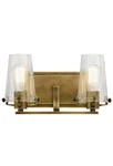 Kichler 45296NBR Natural Brass 100W Vanity Wall Mounted Glass Indoor. Fixed Price $85.00.