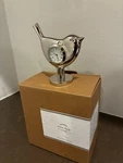 Pottery Barn Novelty Figural Bird Clock Nickel Finish (new Box). Fixed Price $38.00.