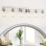 Dikaida Bathroom Vanity Light, 6-LIGHT Nickel Modern Matte Wall Sconce Lighting. Fixed Price $271.97.