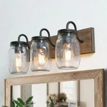 Lnc IR2IRZHD13551P6 Farmhouse Vanity Light Black W/ Clear Mason Jar Shades. Fixed Price $99.95.