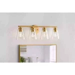 New Hampton Bay Eastburn 4-LIGHT Gold Vanity With Clear Glass Shades. Fixed Price $23.33.