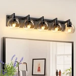 34 Inch 5 Lights Glass Shade Black Led Vanity Fixture Bathroom Wall Mirror. Fixed Price $102.99.