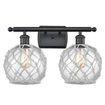 Innovations Farmhouse Rope Light Bath, Amber/black/sphere 516-2W-BK-G122-8RW. Fixed Price $371.36.