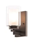 Wall 1 Bathroom Vanity Lighting With Dual Glass Shade Dark Bronze. Fixed Price $63.69.